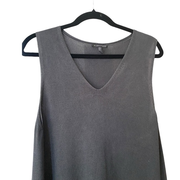 Eileen Fisher Top Sz M Charcoal Tencel Knit Tunic Lagenlook Minimalist Office - Picture 9 of 16